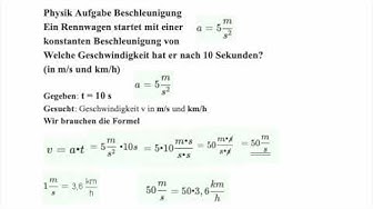 Geschwindigkeit Berechnen Mit Beschleunigung Und Zeit Physik Aufgabe ...