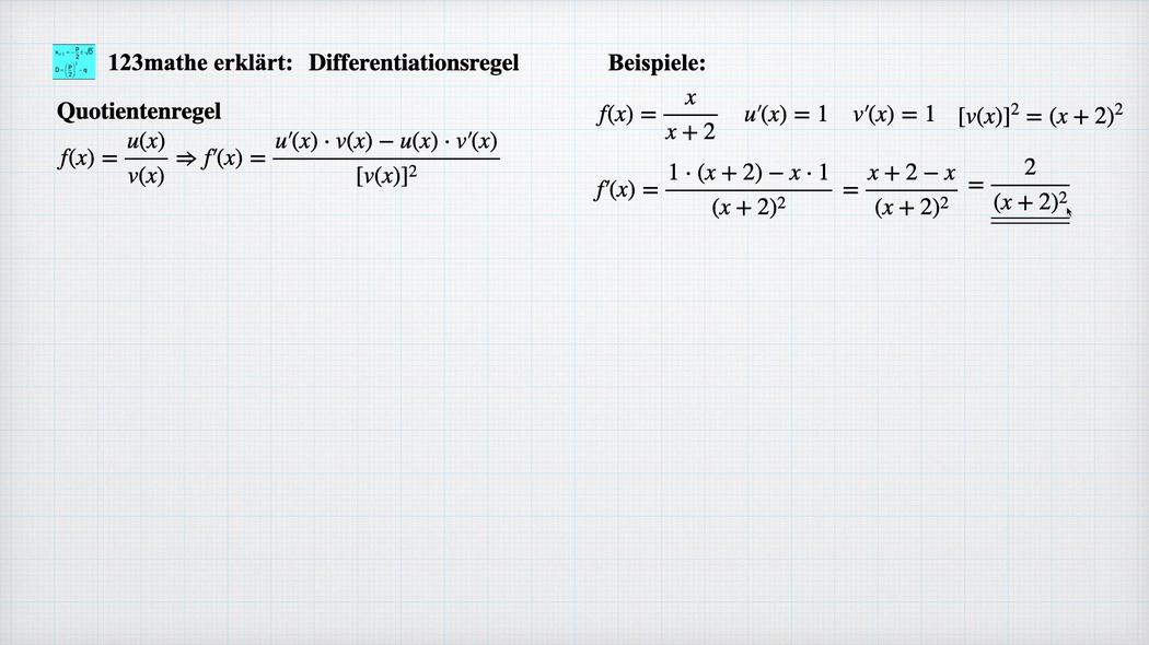 'Video thumbnail for Differentiationsregel Quotientenregel'