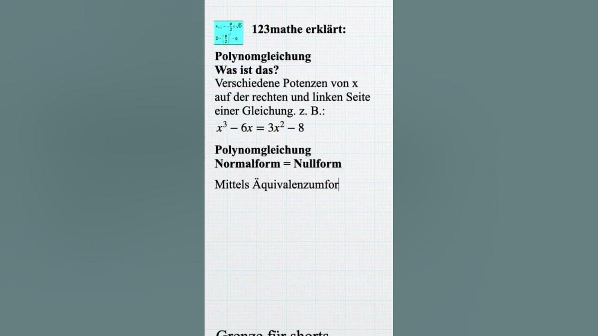 'Video thumbnail for Polynomgleichung, Normalform Was ist das? #shorts'