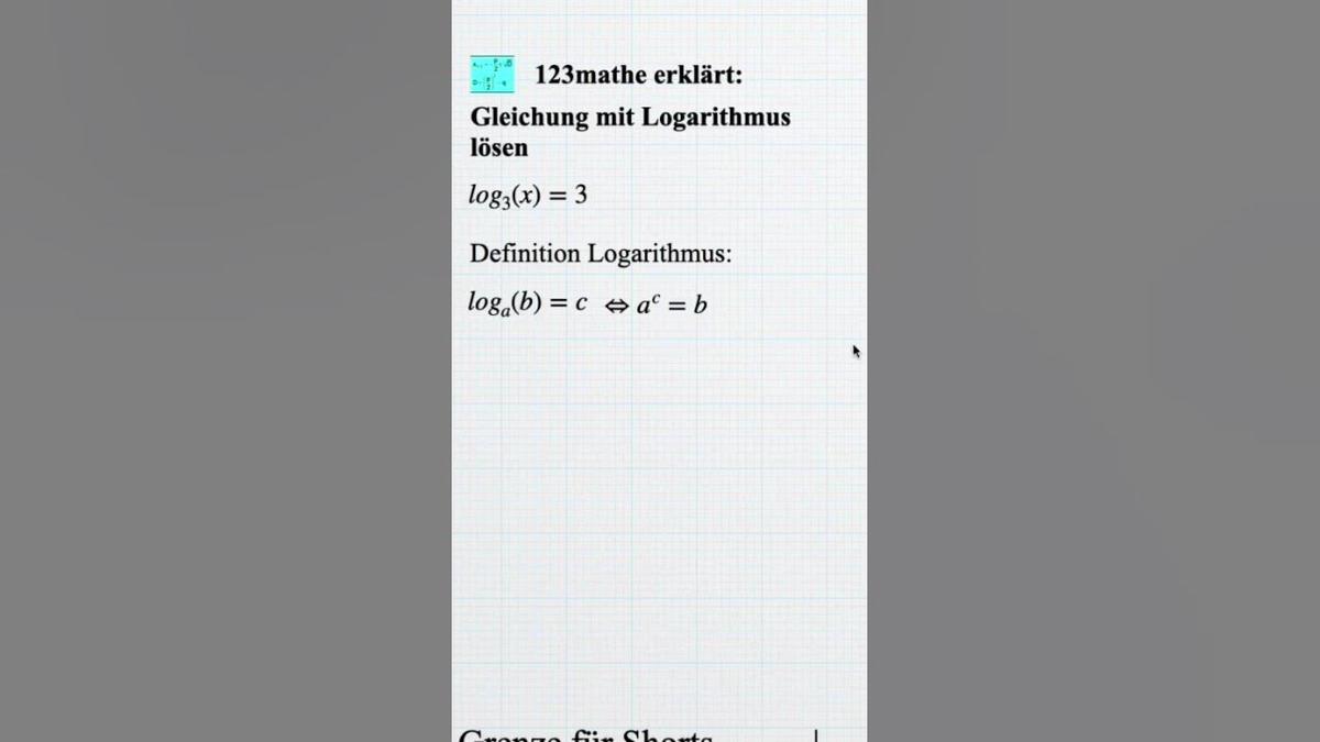 'Video thumbnail for Gleichung mit Logarithmus lösen #shorts'