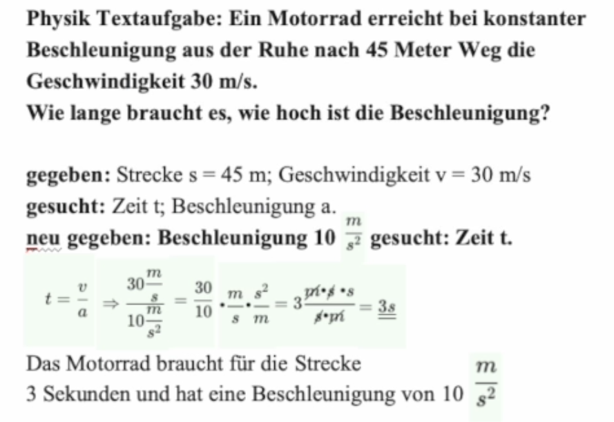 Strecke Berechnen Mit Beschleunigung Und Zeit Physik Aufgabe