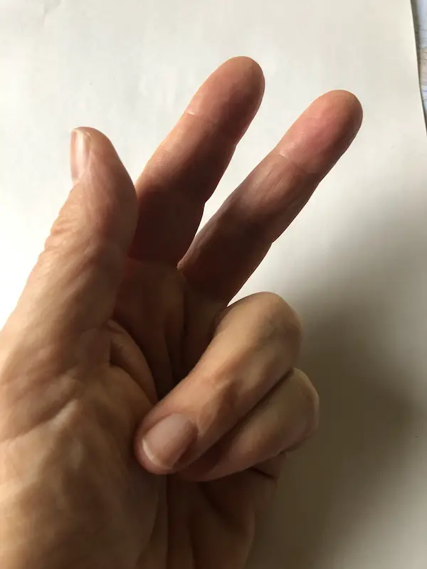 Drei Finger um Dreisatz zu veranschaulichen