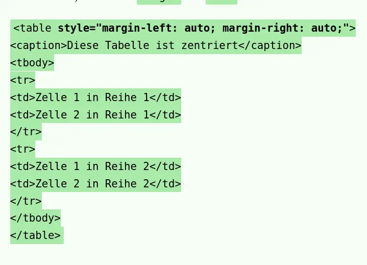 HTML Tabellen 3:<br> Ausrichtung von HTML Tabellen